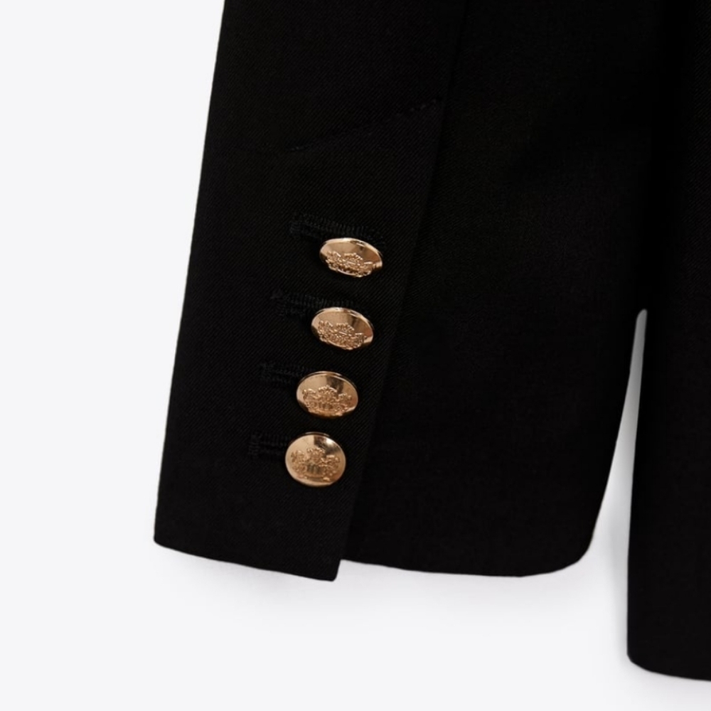 Zara * Double Breastead Blazer Long Black Size XS S M - Picture 13 of 16